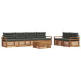 Outdoor Sofa Set with Cushion 7 pcs Natural and Anthracite - Front View