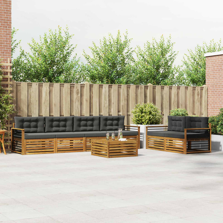 Outdoor Sofa Set 7 pcs 6-Seaters Natural and Anthracite