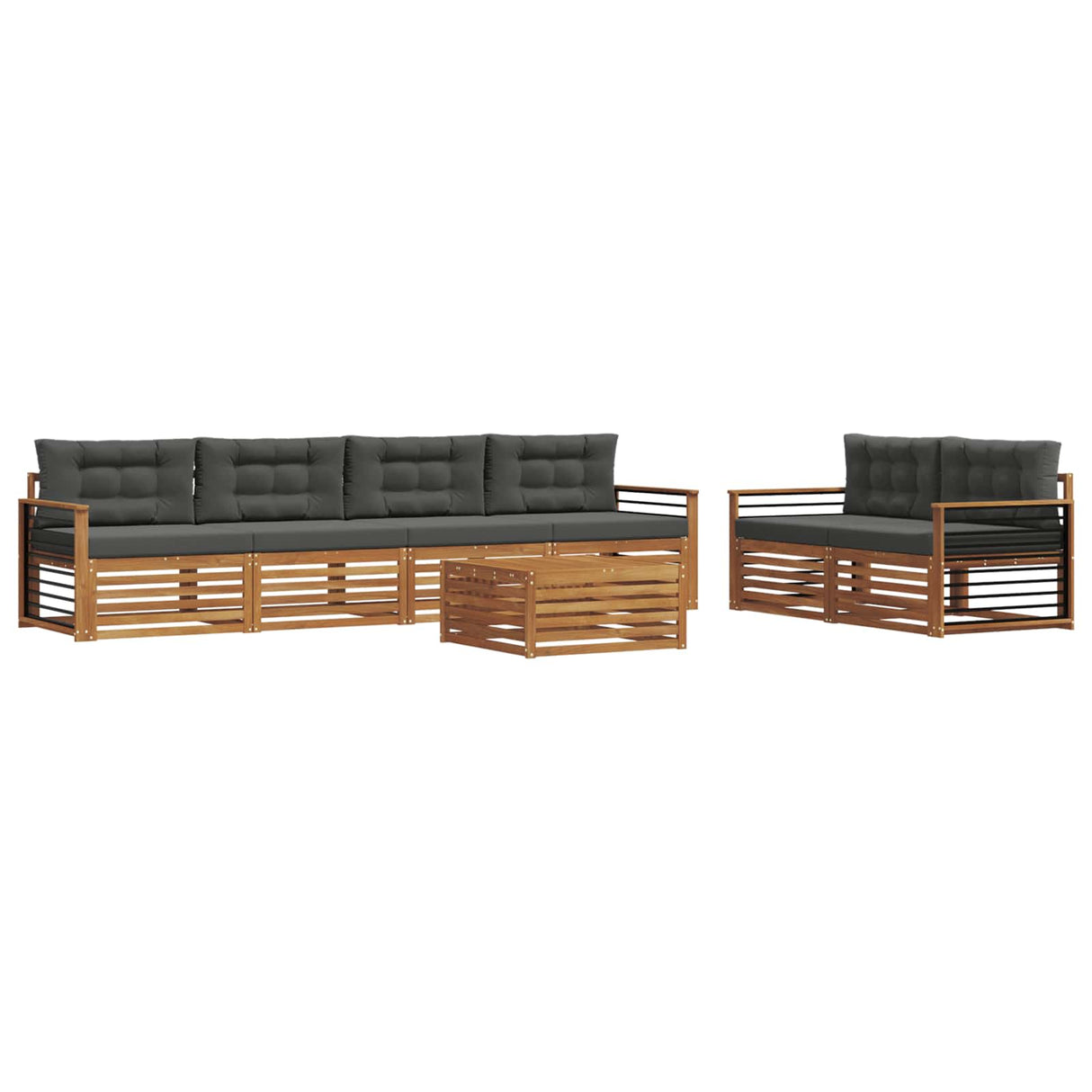 Outdoor Sofa Set with Cushion 7 pcs Natural and Anthracite