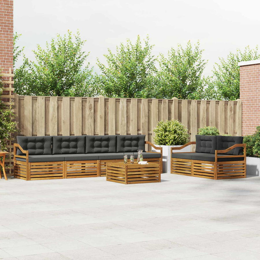 Outdoor Sofa Set 7 pcs 6-Seaters Natural and Anthracite