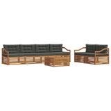 Outdoor Sofa Set with Cushion 7 pcs Natural and Anthracite - Front View