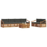 Outdoor Sofa Set with Cushion 7 pcs Natural and Anthracite - Side View