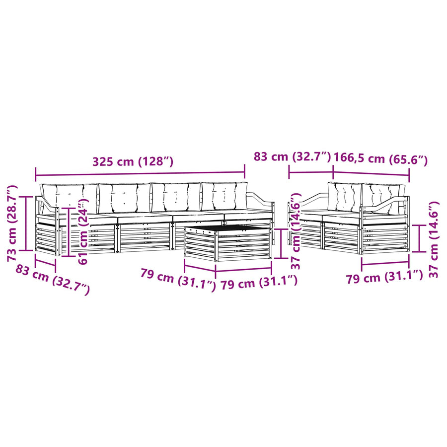 Outdoor Sofa Set 7 pcs 6-Seaters Natural and Anthracite