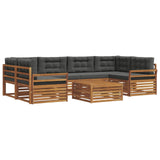 Outdoor Sofa Set with Cushion 7 pcs Natural and Anthracite