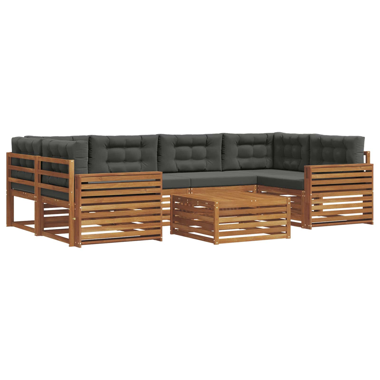 Outdoor Sofa Set with Cushion 7 pcs Natural and Anthracite