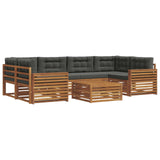 Outdoor Sofa Set with Cushion 7 pcs Natural and Anthracite - Front View