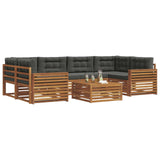 Outdoor Sofa Set with Cushion 7 pcs Natural and Anthracite - Side View