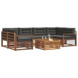 Outdoor Sofa Set with Cushion 7 pcs Natural and Anthracite - Side View