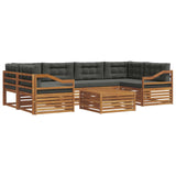Outdoor Sofa Set with Cushion 7 pcs Natural and Anthracite - Front View