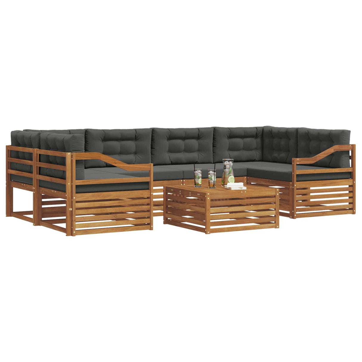 Outdoor Sofa Set with Cushion 7 pcs Natural and Anthracite