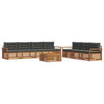 Outdoor Sofa Set 8 pcs 7-Seaters Natural and Anthracite