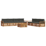 Outdoor Sofa Set with Cushion 8 pcs Natural and Anthracite - Front View