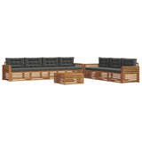 Outdoor Sofa Set with Cushion 8 pcs Natural and Anthracite - Front View
