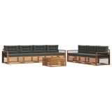 Outdoor Sofa Set with Cushion 8 pcs Natural and Anthracite - Front View