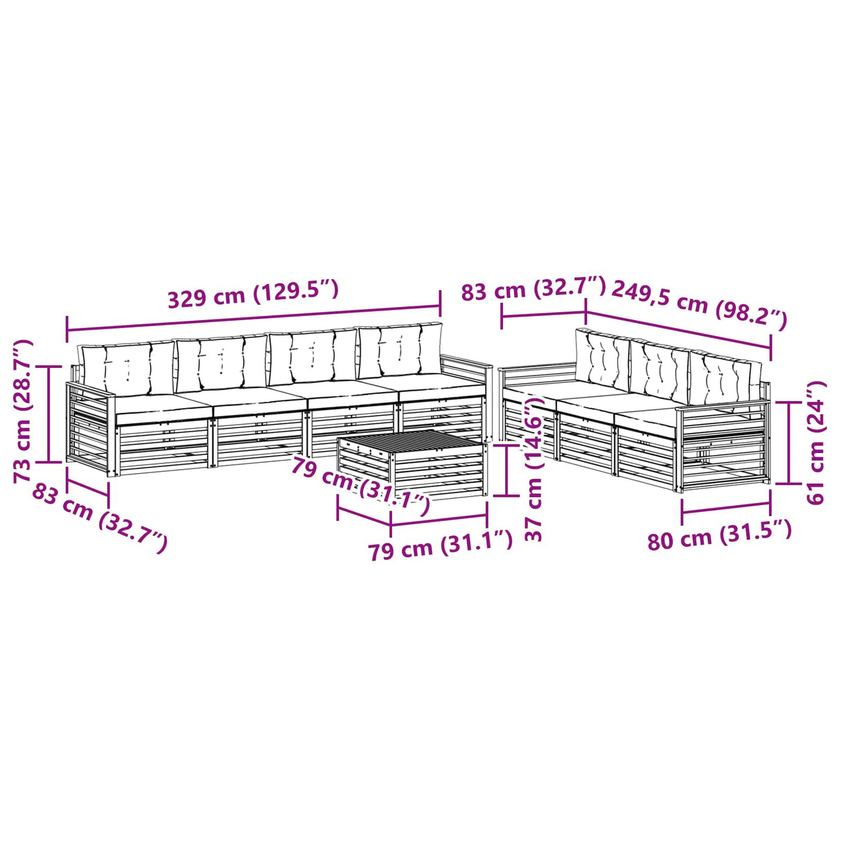 Outdoor Sofa Set with Cushion 8 pcs Natural and Anthracite