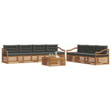 Outdoor Sofa Set with Cushion 8 pcs Natural and Anthracite - Side View
