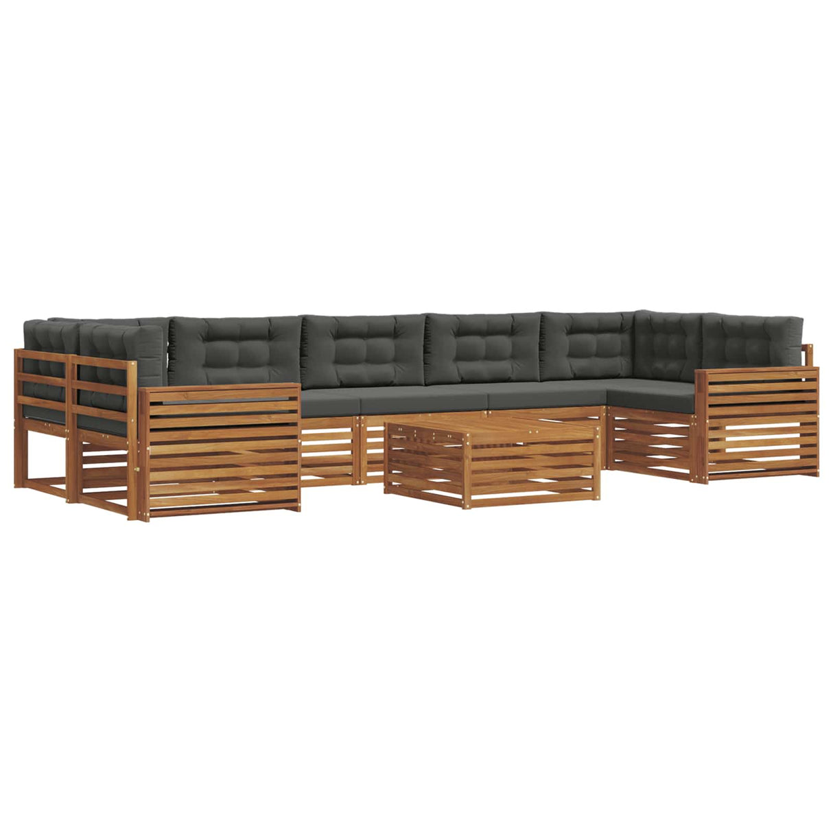 Outdoor Sofa Set with Cushion 8 pcs Natural and Anthracite
