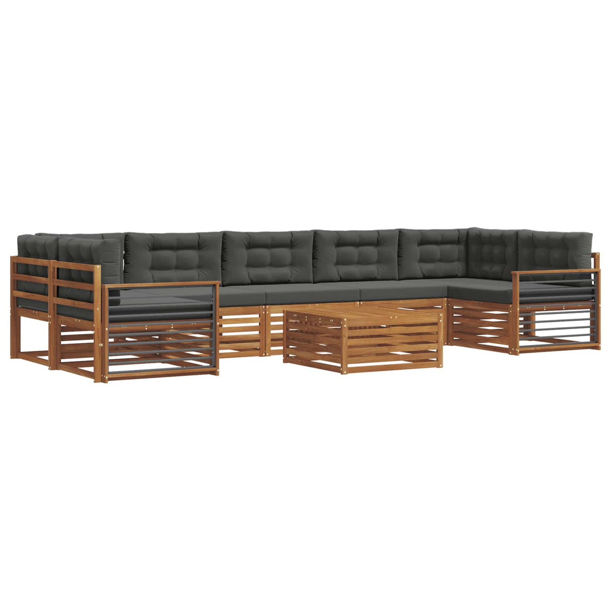 Outdoor Sofa Set with Cushion 8 pcs Natural and Anthracite