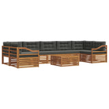 Outdoor Sofa Set with Cushion 8 pcs Natural and Anthracite - Front View
