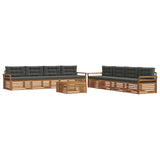 Outdoor Sofa Set with Cushion 9 pcs Natural and Anthracite
