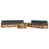 Outdoor Sofa Set with Cushion 9 pcs Natural and Anthracite - Side View