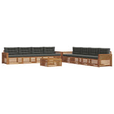 Outdoor Sofa Set with Cushion 9 pcs Natural and Anthracite - Front View