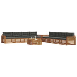 Outdoor Sofa Set with Cushion 9 pcs Natural and Anthracite