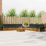Outdoor Sofa Set 9 pcs Natural and Anthracite