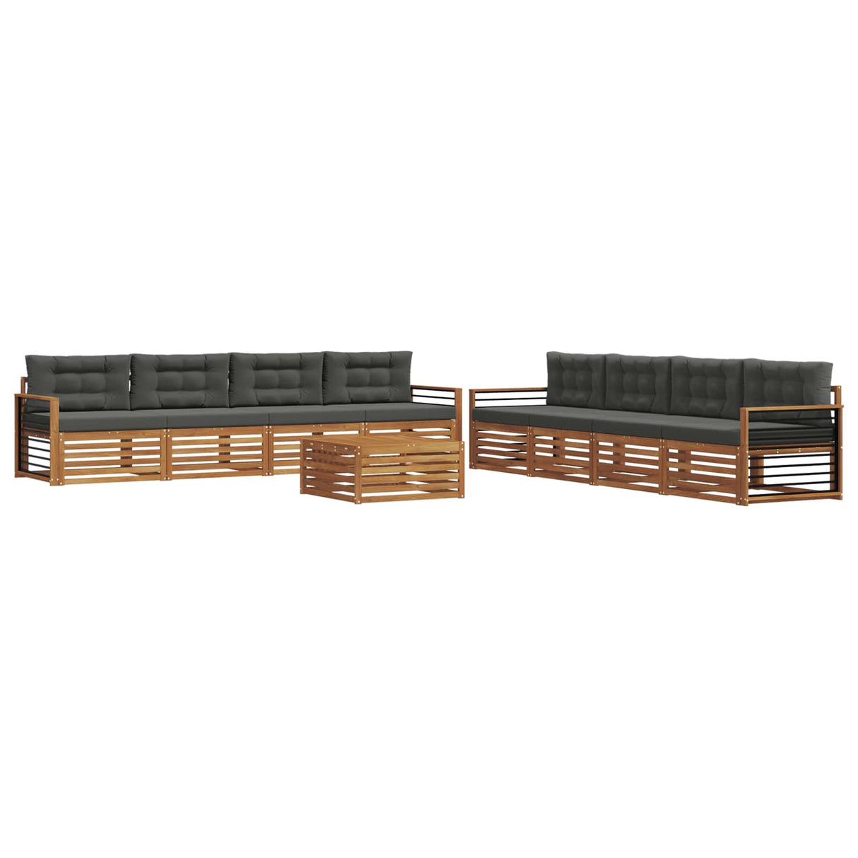 Outdoor Sofa Set with Cushion 9 pcs Natural and Anthracite