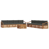 Outdoor Sofa Set with Cushion 9 pcs Natural and Anthracite
