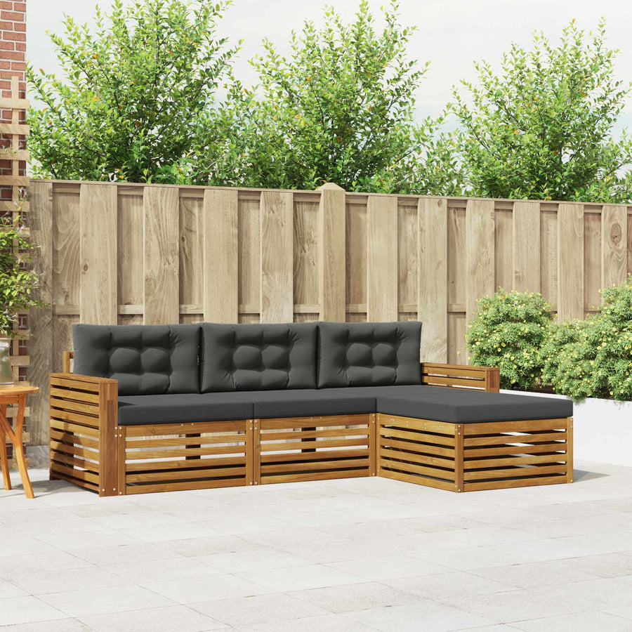 Outdoor Sofa Set 4 pcs 3-Seaters Natural and Anthracite