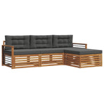 Outdoor Sofa Set 4 pcs 3-Seaters Natural and Anthracite