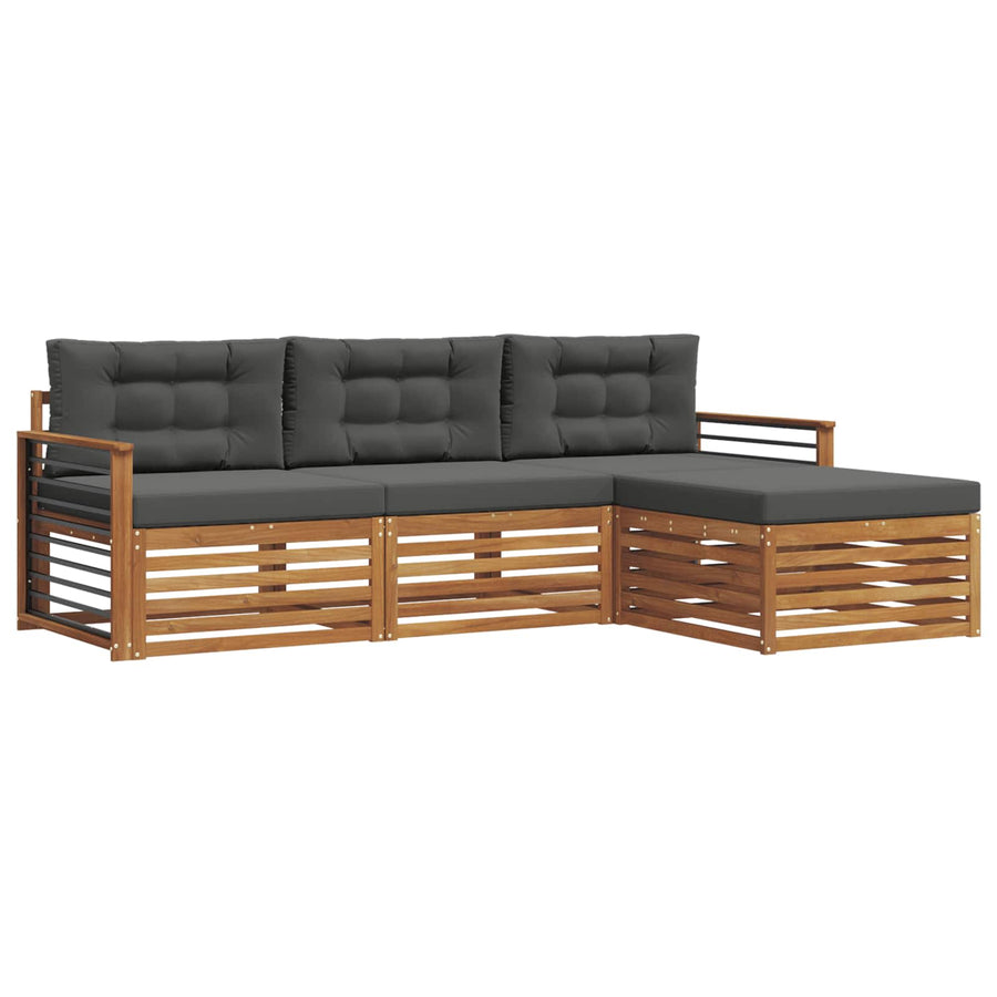 Outdoor Sofa Set 4 pcs 3-Seaters Natural and Anthracite