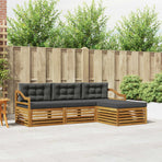 Outdoor Sofa Set 4 pcs 3-Seaters Natural and Anthracite