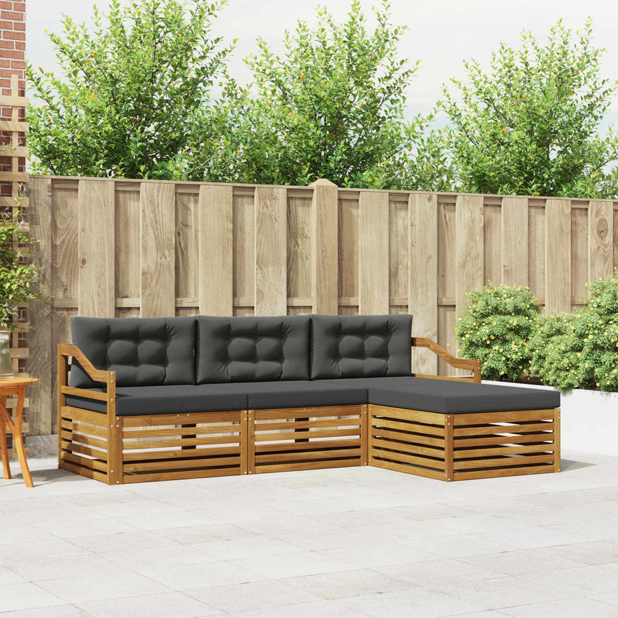 Outdoor Sofa Set 4 pcs 3-Seaters Natural and Anthracite