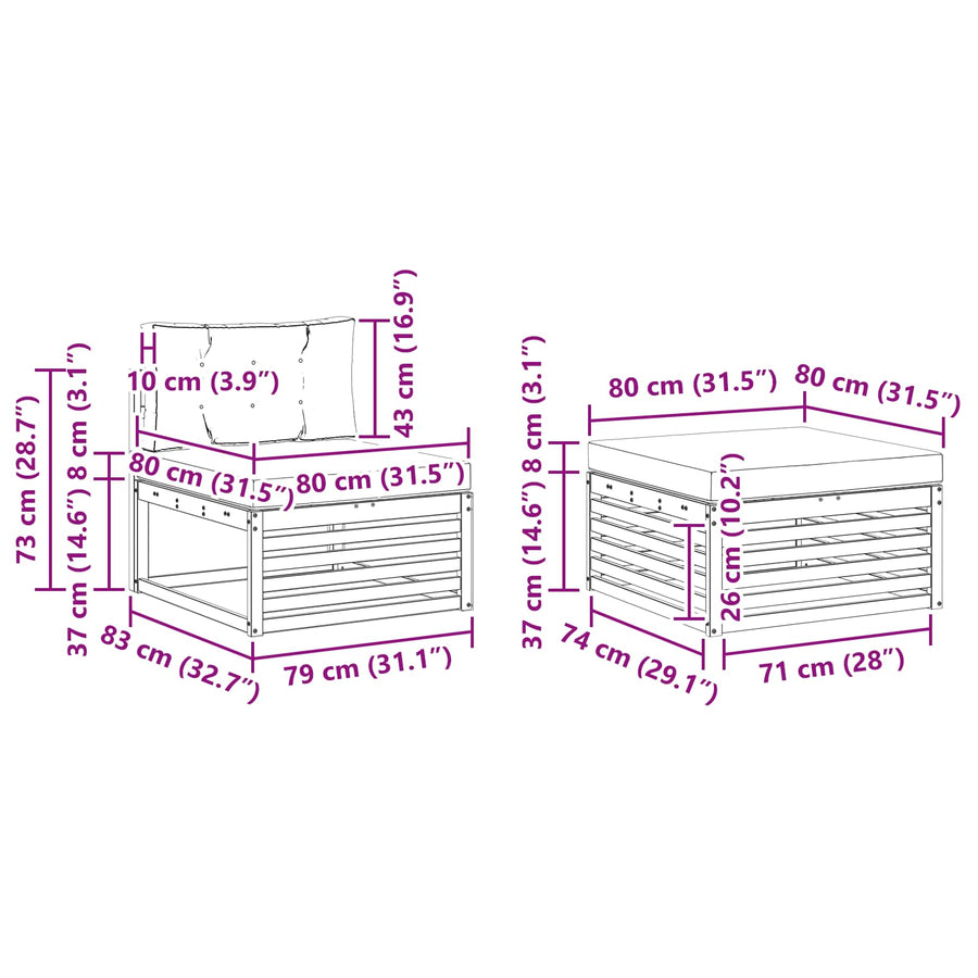 Outdoor Sofa Set 4 pcs 3-Seaters Natural and Anthracite