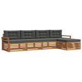 Outdoor Sofa Set with Cushion 5 pcs Natural and Anthracite - Front View