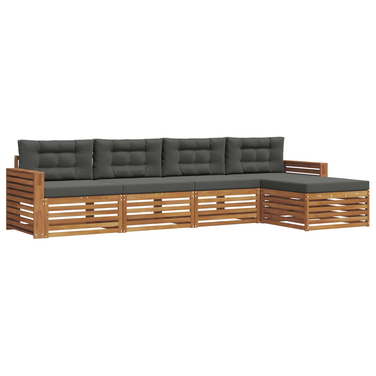 Outdoor Sofa Set with Cushion 5 pcs Natural and Anthracite