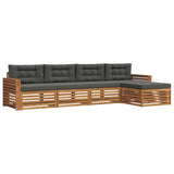Outdoor Sofa Set with Cushion 5 pcs Natural and Anthracite - Front View