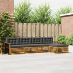Outdoor Sofa Set 5 pcs 4-Seaters Natural and Anthracite
