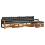 Outdoor Sofa Set with Cushion 5 pcs Natural and Anthracite - Front View