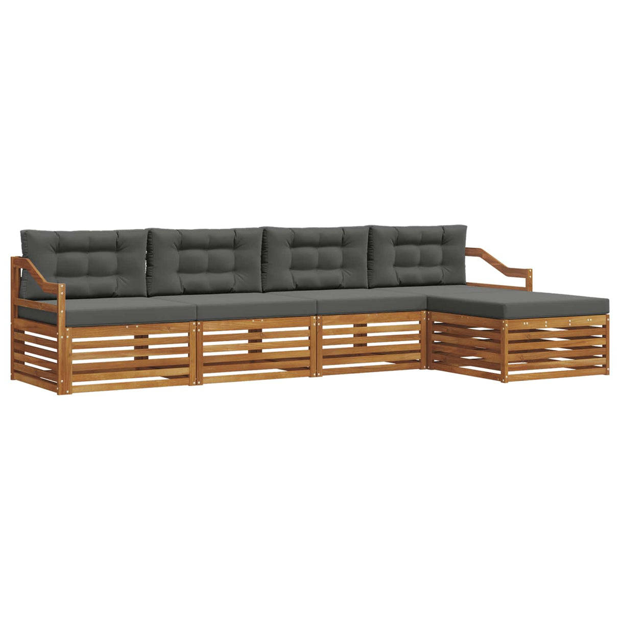 Outdoor Sofa Set with Cushion 5 pcs Natural and Anthracite