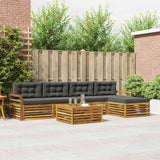 Outdoor Sofa Set with Cushion 6 pcs Natural and Anthracite