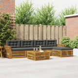 Outdoor Sofa Set with Cushion 6 pcs Natural and Anthracite