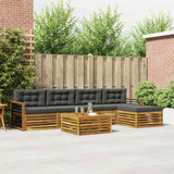 Outdoor Sofa Set with Cushion 6 pcs Natural and Anthracite