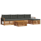 Outdoor Sofa Set with Cushion 6 pcs Natural and Anthracite - Front View