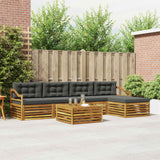 Outdoor Sofa Set with Cushion 6 pcs Natural and Anthracite