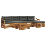 Outdoor Sofa Set with Cushion 6 pcs Natural and Anthracite - Front View