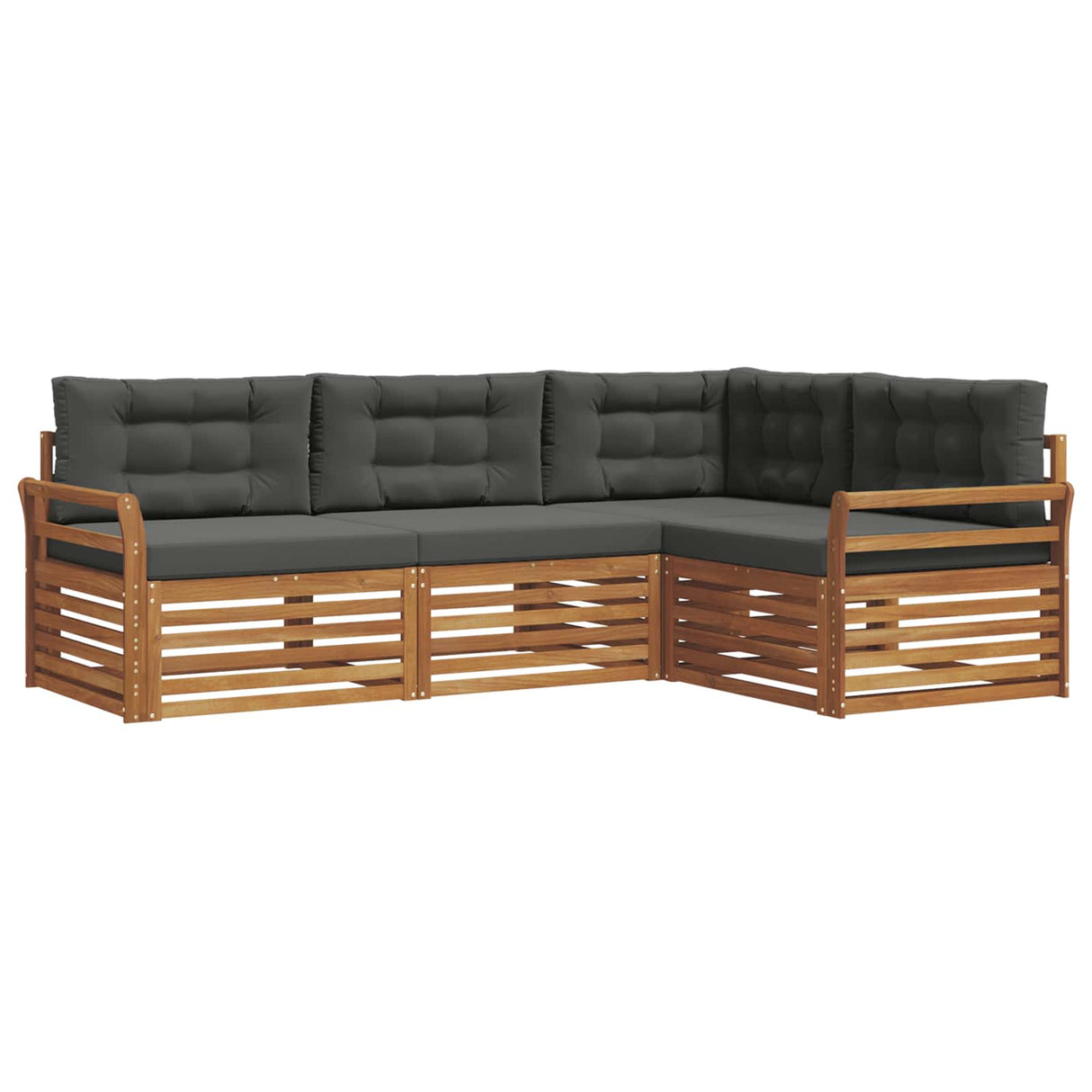 Outdoor Sofa Set with Cushion 4 pcs Natural and Anthracite