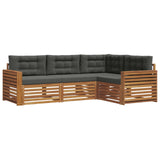 Outdoor Sofa Set with Cushion 4 pcs Natural and Anthracite - Front View